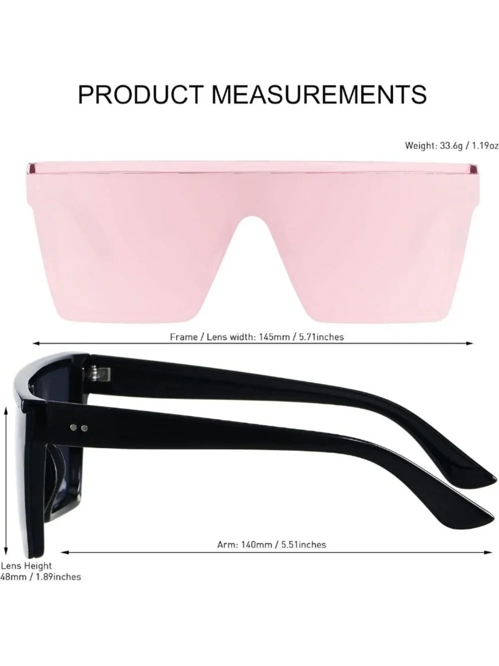 Oversized Square Sunglasses for Women & Men | Fashion Shield UV Protection